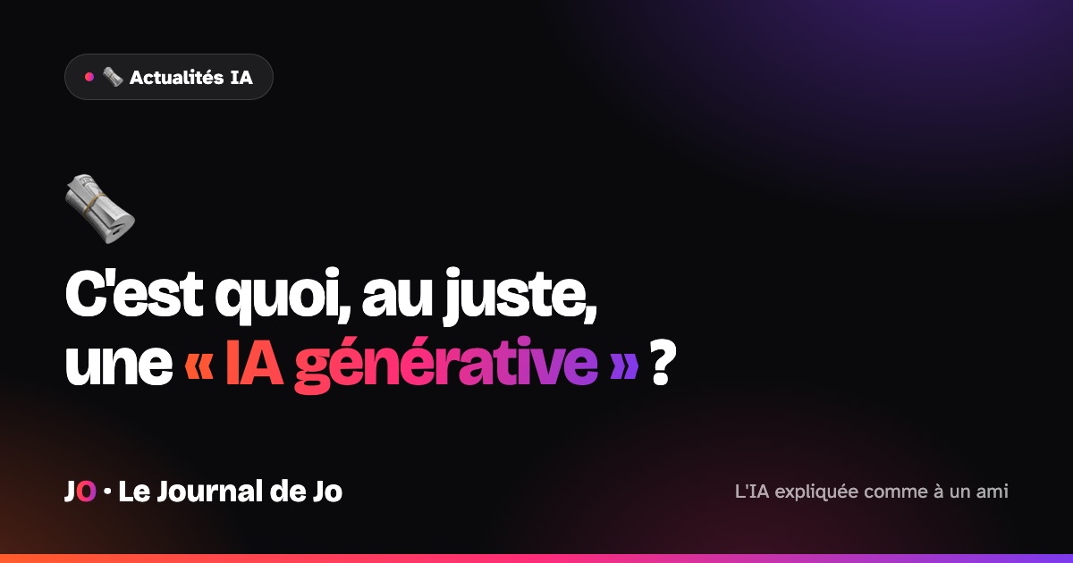 C'est quoi, au juste, une « IA générative » ?